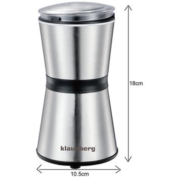 Preview: Moulin à café électrique - One-Touch Control - Acier inoxydable - Mouture fine/grossière - Pour expresso & French press - Compact et léger - Idéal voyage