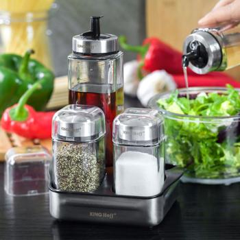 Preview: Set di contenitori per spezie e aceto/olio, 5 pezzi.