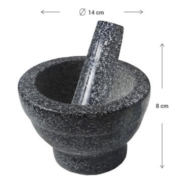 Preview: Mörser mit Stössel Set 2-tlg. 14x8 cm - Zerkleinern von Gewürzen, Knoblauch & Gemüse - Für aromatische Sossen - Ideal für jede Küche