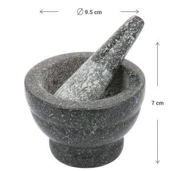 Preview: Mortier et Pilon de Qualité Supérieure - Set 2 Pièces 9,5x7 cm - Idéal Épices Ail Légumes Sauces - Broyer Écraser Piler - Cuisine