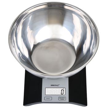 Preview: Balance de cuisine numérique avec bol amovible 2 L en acier inoxydable - Pesée précise jusqu‘à 5 kg, fonction tare, écran LCD - Capteurs DMS, noir/argent