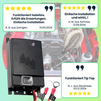 Preview: Dispositif anti-martres à ultrasons (12 V): répulsif efficace pour voiture, 12-45 kHz, 70 dB, protection fiable