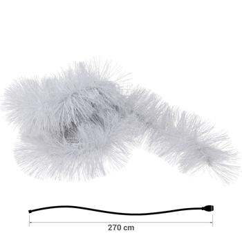 Preview: LED-Lametta Girlande weiss 2,7 m - Christbaumschmuck mit integrierter LED-Beleuchtung - Mystischer Glanz, Timer-Funktion 6h, IP44