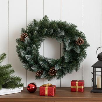 Weihnachtskranz mit Tannenzapfen Ø 40 cm - Adventskranz im Tannenlook - Langlebiges PVC Material - Ideal für Tür Wand Tisch Weihnachtsdeko