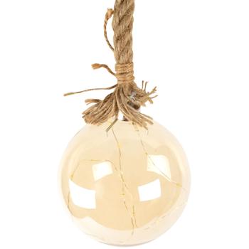 Preview: LED-Weihnachtskugel aus Glas - Ø 15 cm, warmweiss mit 15 funkelnden Draht-LEDs - Timer-Funktion für festliche Stimmung - Ideal zum Aufhängen