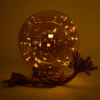 Preview: Weihnachtskugel zum Aufhängen - Edle LED-Glaskugel Ø 20 cm - 15 warmweisse LEDs, Timer, bernsteinfarben - Festliche Deko für Zuhause