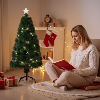 Sapin de Noël artificiel réaliste - 90 LED blanc chaud & étoile LED - Hauteur 90 cm - Idéal petites pièces - Réutilisable - Usage intérieur