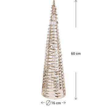 Preview: lot de 2 pyramides lumineuses de Noël avec micro LED et minuterie, doré, H 80/60 cm