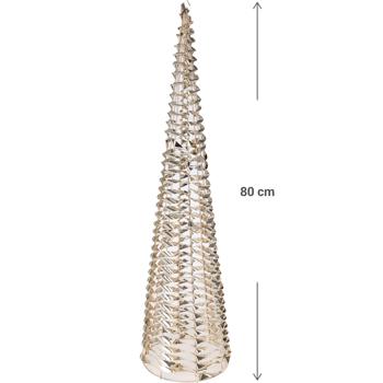 Preview: lot de 2 pyramides lumineuses de Noël avec micro LED et minuterie, doré, H 80/60 cm