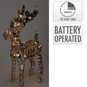 Preview: LED reindeer with 50x micro LEDs, gold-colored, 24 x 8 x 37 cm
