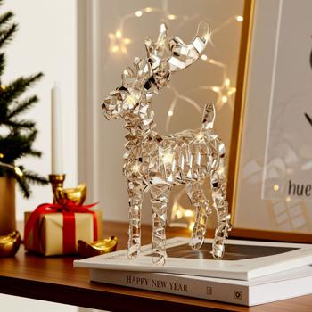 Renna a LED con 50x micro LED, color oro, 24 x 8 x 37 cm