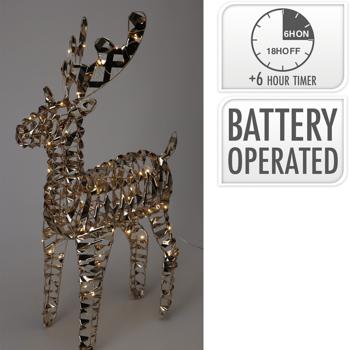 Preview: Renna a LED con 100x micro LED, color oro, 36 x 14 x 60 cm