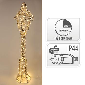 Preview: LED-Laterne Goldfarben - 720 Micro-LEDs, Timer, IP44 Spritzwasserschutz - 30x30x140cm Deko für Weihnachten & gemütliches Licht Preview: LED-Laterne Goldfarben - 720 Micro-LEDs, Timer, IP44 Spritzwasserschutz - 30x30x140cm Deko für Weihnachten & gemütliches Licht