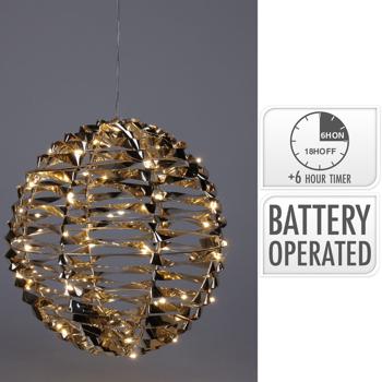 Preview: Christmas bauble with 60 warm white micro LEDs, gold-colored, Ø 25 cm, IP20