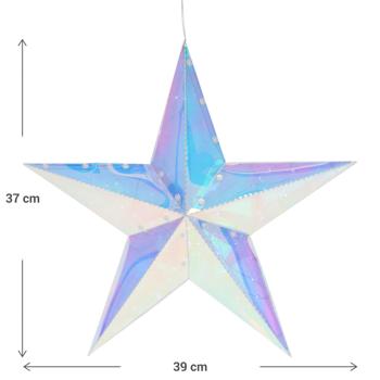 Preview: Stella di Natale arcobaleno con 30 LED, bianco freddo, 39 x 10 x 37 cm
