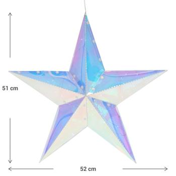 Preview: Weihnachtsstern Regenbogen LED - Schimmernde Weihnachtsdekoration für drinnen & draussen - 40 kaltweisse Micro-LEDs, Timer, 52x14x51cm, PET, Batterie/Kabel