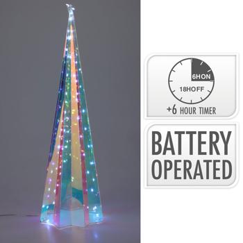 Preview: set di 2 piramidi arcobaleno con base a forma di stella, con micro luci LED, 2 dimensioni