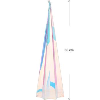 Preview: set di 2 piramidi arcobaleno con base a forma di stella, con micro luci LED, 2 dimensioni