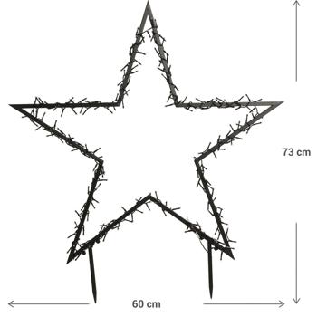 Preview: Étoile de Noël jardin LED - Décoration extérieure IP44, blanc chaud, 150 lumières, 60x73 cm, câble 5m, télécommande, minuterie