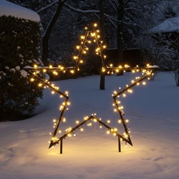 Christmas star garden stake with 150 LEDs, warm white, 60 x 73 cm, IP44