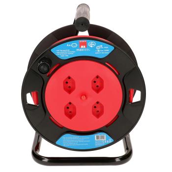 Preview: Kabelrolle 4x Typ 13 schwarz - 25m Kabellänge mit Thermoschutz für sichere Nutzung - Schweizer Edition 2300W, 10A für trockene Bereiche Preview: Kabelrolle 4x Typ 13 schwarz - 25m Kabellänge mit Thermoschutz für sichere Nutzung - Schweizer Edition 2300W, 10A für trockene Bereiche