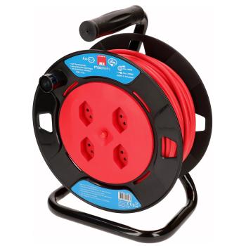 Preview: Kabelrolle 4x Typ 13 schwarz - 25m Kabellänge mit Thermoschutz für sichere Nutzung - Schweizer Edition 2300W, 10A für trockene Bereiche Preview: Kabelrolle 4x Typ 13 schwarz - 25m Kabellänge mit Thermoschutz für sichere Nutzung - Schweizer Edition 2300W, 10A für trockene Bereiche