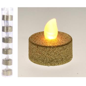 Preview: LED tea lights 6 pieces, gold glitter, 3.8 x 4 cm