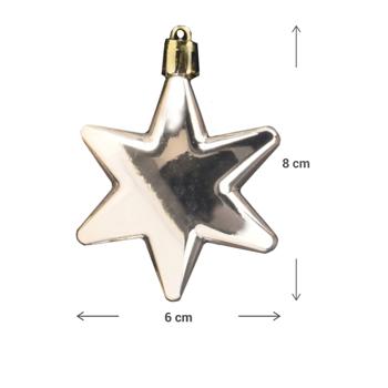 Preview: Weihnachtskugeln Stern 16 Stk. - Rosé-Braun-Champagner-Glitzer-Silber Matt & Glänzend - je 8x Ø 6cm/5cm - Festliche Deko für Christbaum