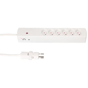 Preview: Bequeme Stromsteuerung per Fernbedienung: 6-fach Funk-Steckdosenleiste (2m Zuleitung, weiss) mit Kinderschutz–schalten Sie Geräte einfach ein & aus