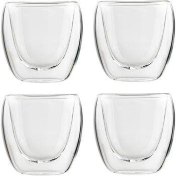 Preview: Double-walled espresso glasses 80ml made of borosilicate glass, set of 4