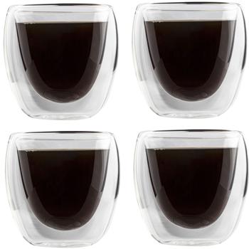 Preview: Double-walled espresso glasses 80ml made of borosilicate glass, set of 4