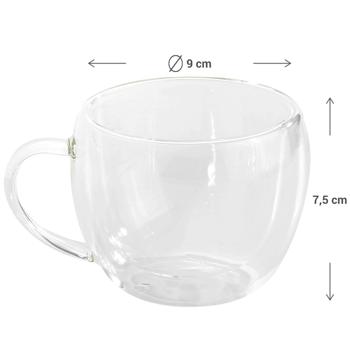 Preview: 2er-Set doppelwandige Teegläser 250ml - Borosilikatglas, isoliert für heisse/kalte Getränke - Spülmaschinen- & mikrowellengeeignet, Verbrennungsschutz