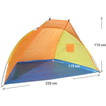 Preview: Colorful beach shell (220x115x115cm): Wind & sun protection, water-repellent beach tent - ideal companion for the beach, garden & excursions