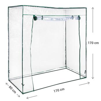 Preview: Serre en film plastique - Montage facile par emboîtement, protection vent/pluie, climat chaud/humide - Idéale tomates, jardin, balcon 170x170x80cm