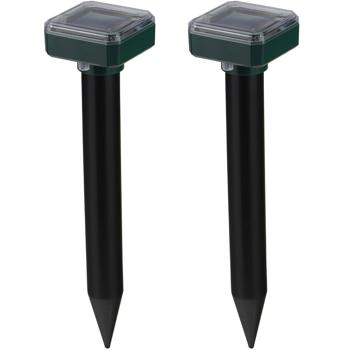 Preview: Solar-Wühlmausschreck 2er Set - Tierfreundliche & chemiefreie Wühlmausvertreibung bis 600m² - 400 Hz Schallwellen - H 25 cm - NiMH-Akku