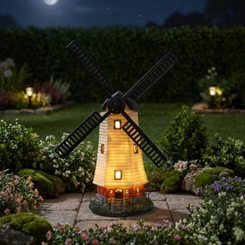 Preview: Moulin à Vent Solaire Décoratif Illuminé - Lumière d‘Ambiance Extérieure/Intérieure - 33,5 x Ø 19 cm - Recharge Solaire 10h - Batterie NiMh