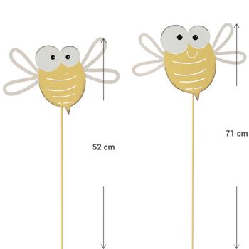 Preview: 2er Set Gartenstecker Biene aus Metall - Beetstecker für Kübel & Kästen - Gelb/Weiss, 71 & 52 cm hoch - Pflegeleicht - Garten Deko