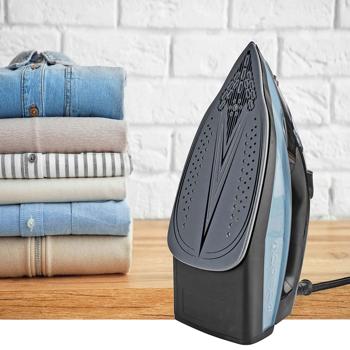 Preview: Powerful steam iron with ceramic soleplate, 2600 W, anti-limescale system, 0.32 l water tank, vertical steam function, blue-black