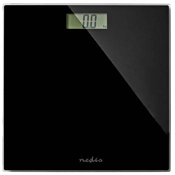 Preview: Elegante bilancia pesapersone digitale con ampio display LCD, misurazione precisa, robusto vetro temperato e superficie antiscivolo, capacità di carico 150 kg, nera