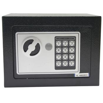 Preview: Elektronischer Möbeltresor, 23x17x17cm, 15 Min. feuerfest, 2 Stahlbolzen, schwarz, Wand/Boden-Montage, sicherer Tresor für Wertsachen