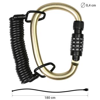 Preview: Robust carabiner combination lock with 1.8 m cable: For reliable security on the go, versatile use for rucksacks, suitcases, helmets & more