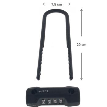 Preview: Bügelschloss extra-lang 75x20 cm - Diebstahlsicherung für Velo & Motorrad mit 4-stelligem Zahlencode - Robuster Schlosskörper aus Stahl