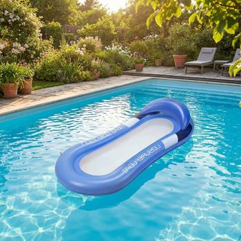 Inflatable floating hammock - water air mattress, blue, 160x90cm, up to 120kg - Relaxed floating in the water, whether in the pool, lake or sea