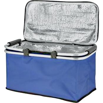 Preview: Thermo Einkaufskorb 30L - faltbar & isoliert für Camping, Picknick, Strand - hält Kühlkette intakt - robustes Aluminiumgestänge & Polyester - blau