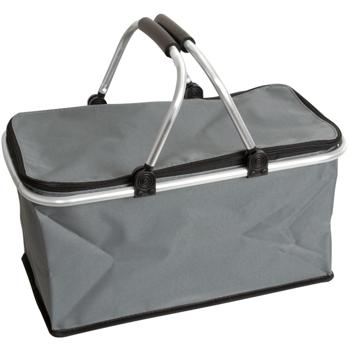 Preview: Robust thermo shopping basket 30L gray, foldable with lightweight aluminum frame - Keeps purchases perfectly cool - Large sturdy insulated basket
