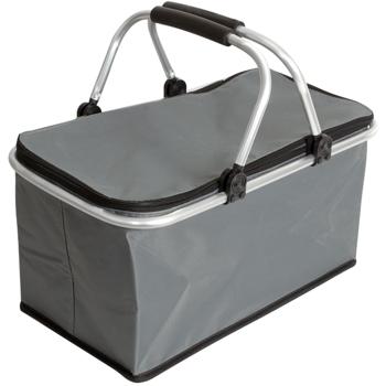 Preview: Robust thermo shopping basket 30L gray, foldable with lightweight aluminum frame - Keeps purchases perfectly cool - Large sturdy insulated basket