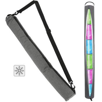 Preview: Getränke-Dosen Kühltasche zum Umhängen (82x8 cm, Grau): Isolierte Kühltasche für Dosen, ideal für unterwegs, mit bequemem Tragegurt