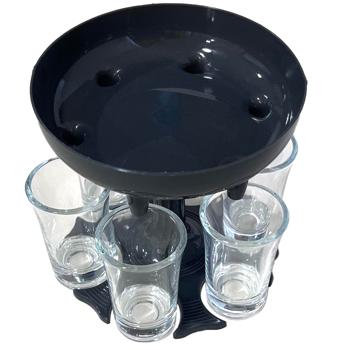 Preview: Schnapps dispenser incl. 6 shot glasses, round