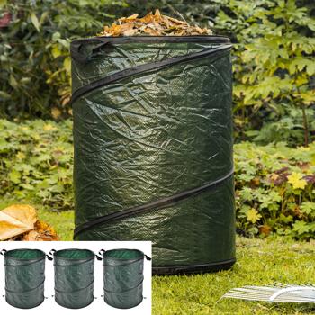 set of 3 garden bags, green, 130 liters