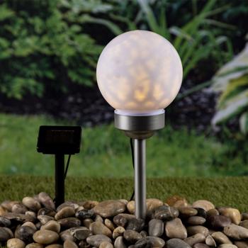 Preview: set of 3 garden globe lamps with moving light pattern, incl. solar module, Ø 15 cm